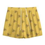 Bee Honeycomb Pattern Print Mesh Shorts