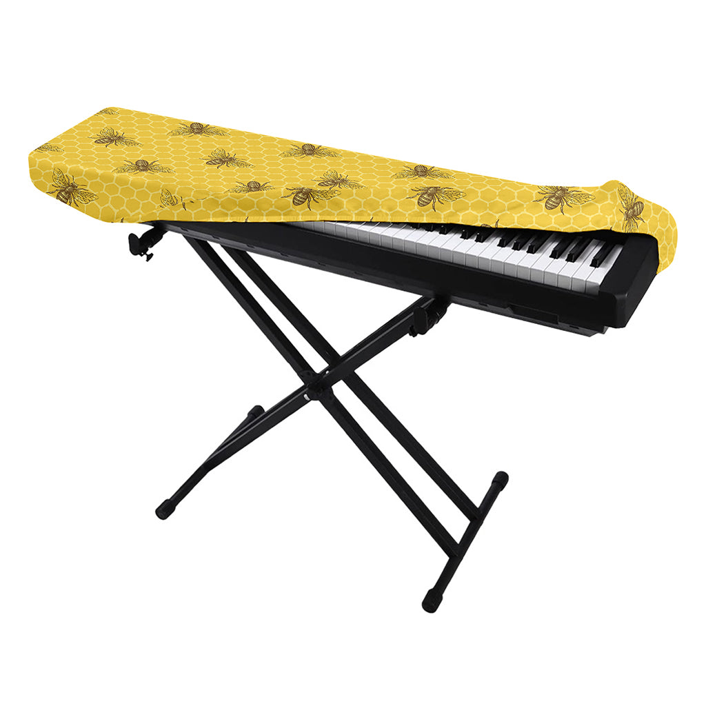 Bee Honeycomb Pattern Print Piano Keyboard Cover