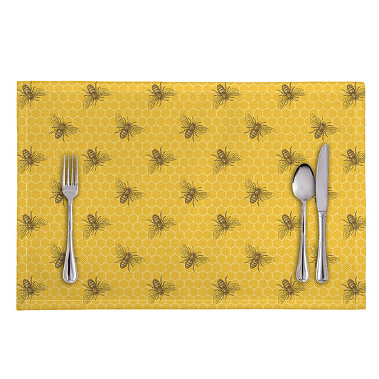 Bee Honeycomb Pattern Print Placemat
