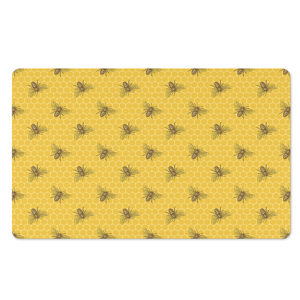 Bee Honeycomb Pattern Print Polyester Doormat