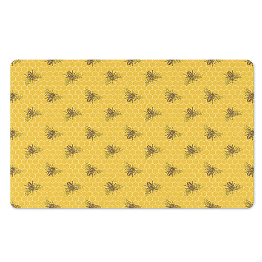 Bee Honeycomb Pattern Print Polyester Doormat