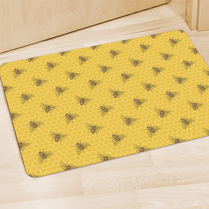 Bee Honeycomb Pattern Print Polyester Doormat