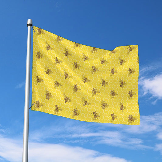 Bee Honeycomb Pattern Print Polyester Flag