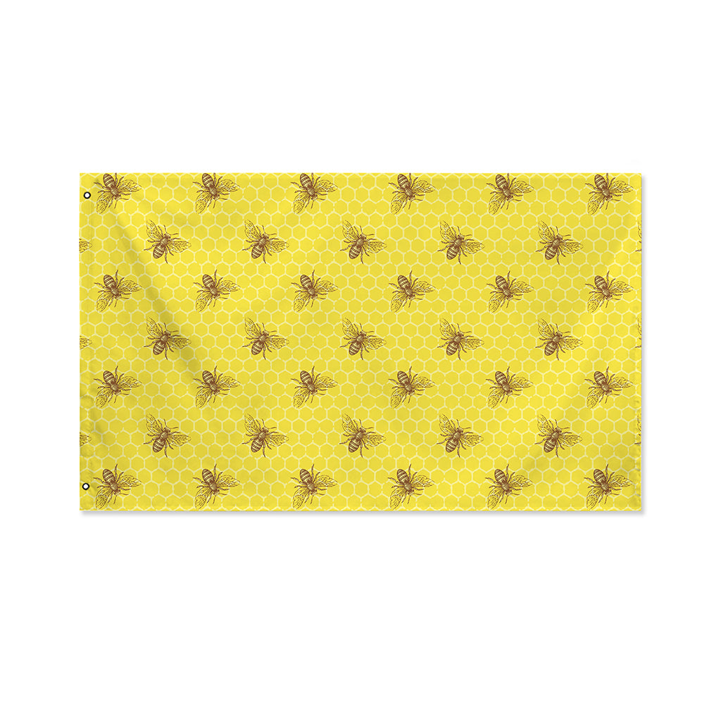 Bee Honeycomb Pattern Print Polyester Flag