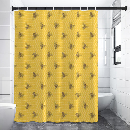 Bee Honeycomb Pattern Print Premium Shower Curtain