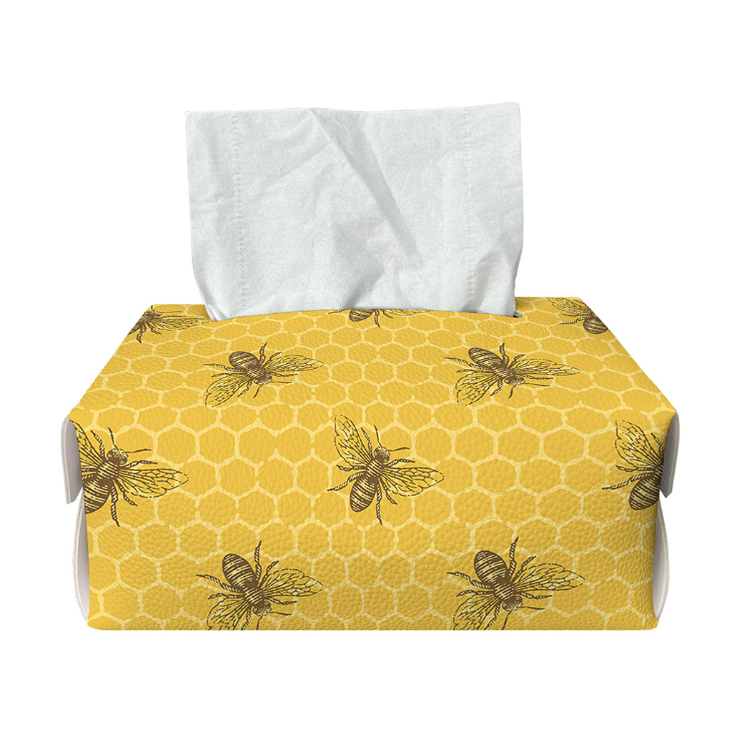 Bee Honeycomb Pattern Print Rectangle Tissue Box Cover