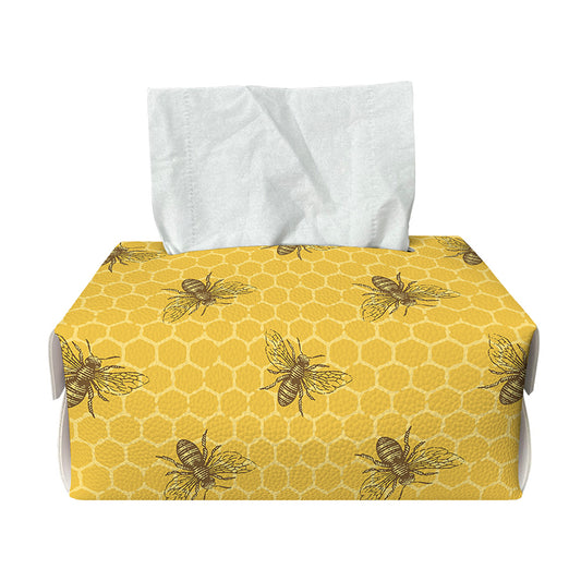 Bee Honeycomb Pattern Print Rectangle Tissue Box Cover