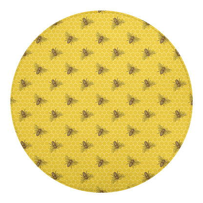 Bee Honeycomb Pattern Print Round Blanket