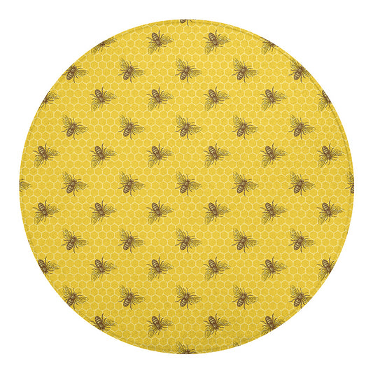 Bee Honeycomb Pattern Print Round Blanket