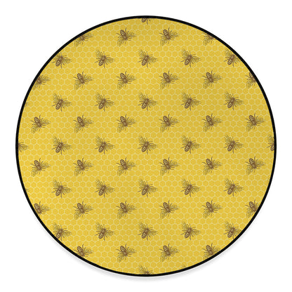 Bee Honeycomb Pattern Print Round Floor Mat