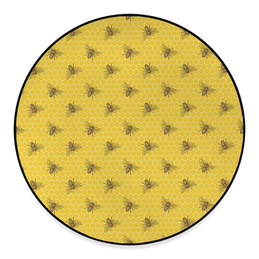 Bee Honeycomb Pattern Print Round Floor Mat