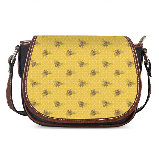 Bee Honeycomb Pattern Print Saddle Bag