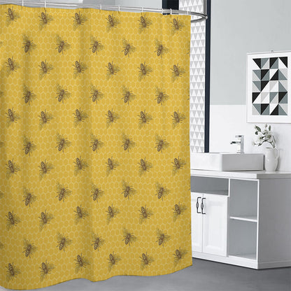Bee Honeycomb Pattern Print Shower Curtain