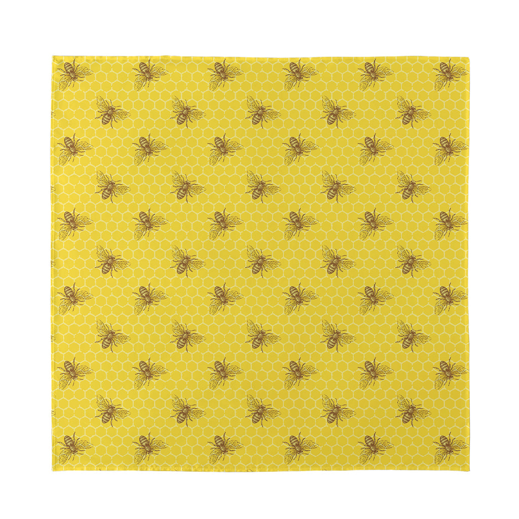 Bee Honeycomb Pattern Print Silk Bandana