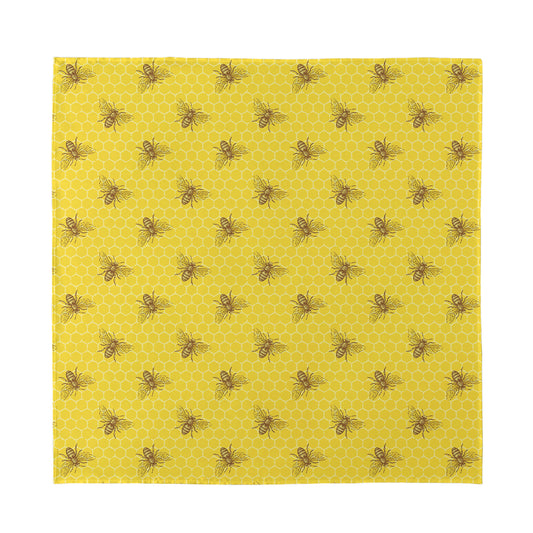 Bee Honeycomb Pattern Print Silk Bandana