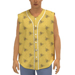 Bee Honeycomb Pattern Print Sleeveless Baseball Jersey