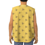 Bee Honeycomb Pattern Print Sleeveless Baseball Jersey