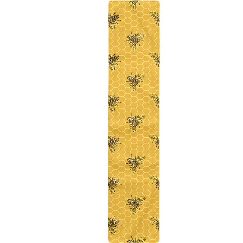 Bee Honeycomb Pattern Print Table Runner