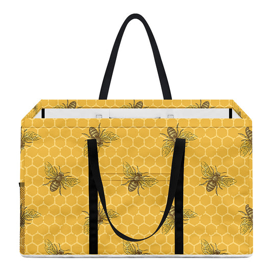 Bee Honeycomb Pattern Print Utility Tote Bag