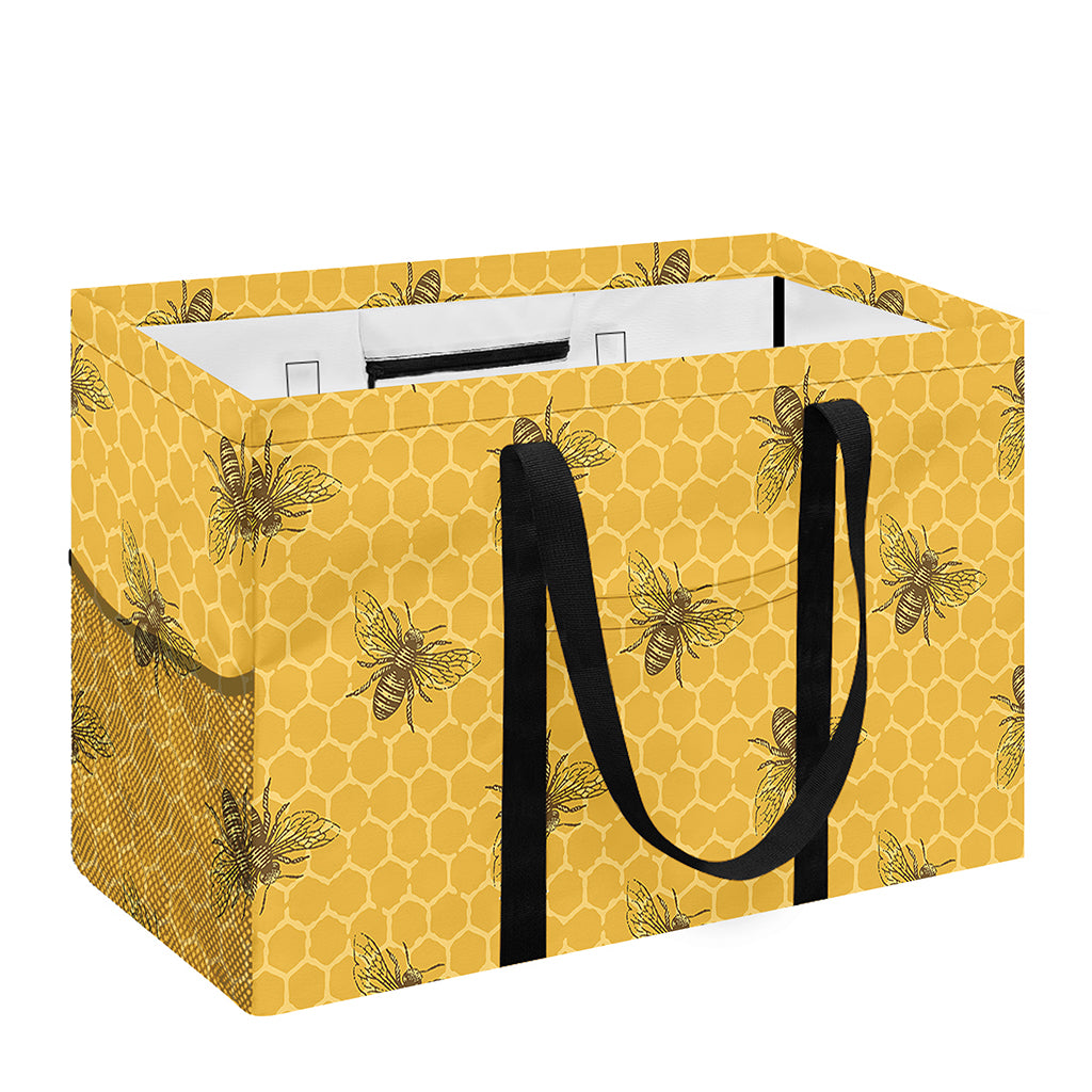 Bee Honeycomb Pattern Print Utility Tote Bag