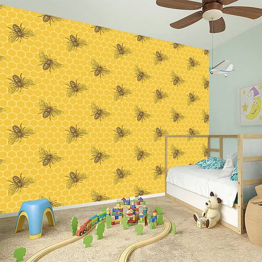 Bee Honeycomb Pattern Print Wall Sticker