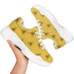 Bee Honeycomb Pattern Print White Chunky Shoes