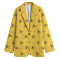 Bee Honeycomb Pattern Print Women's Cotton Blazer