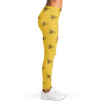 Bee Honeycomb Pattern Print Women's Leggings