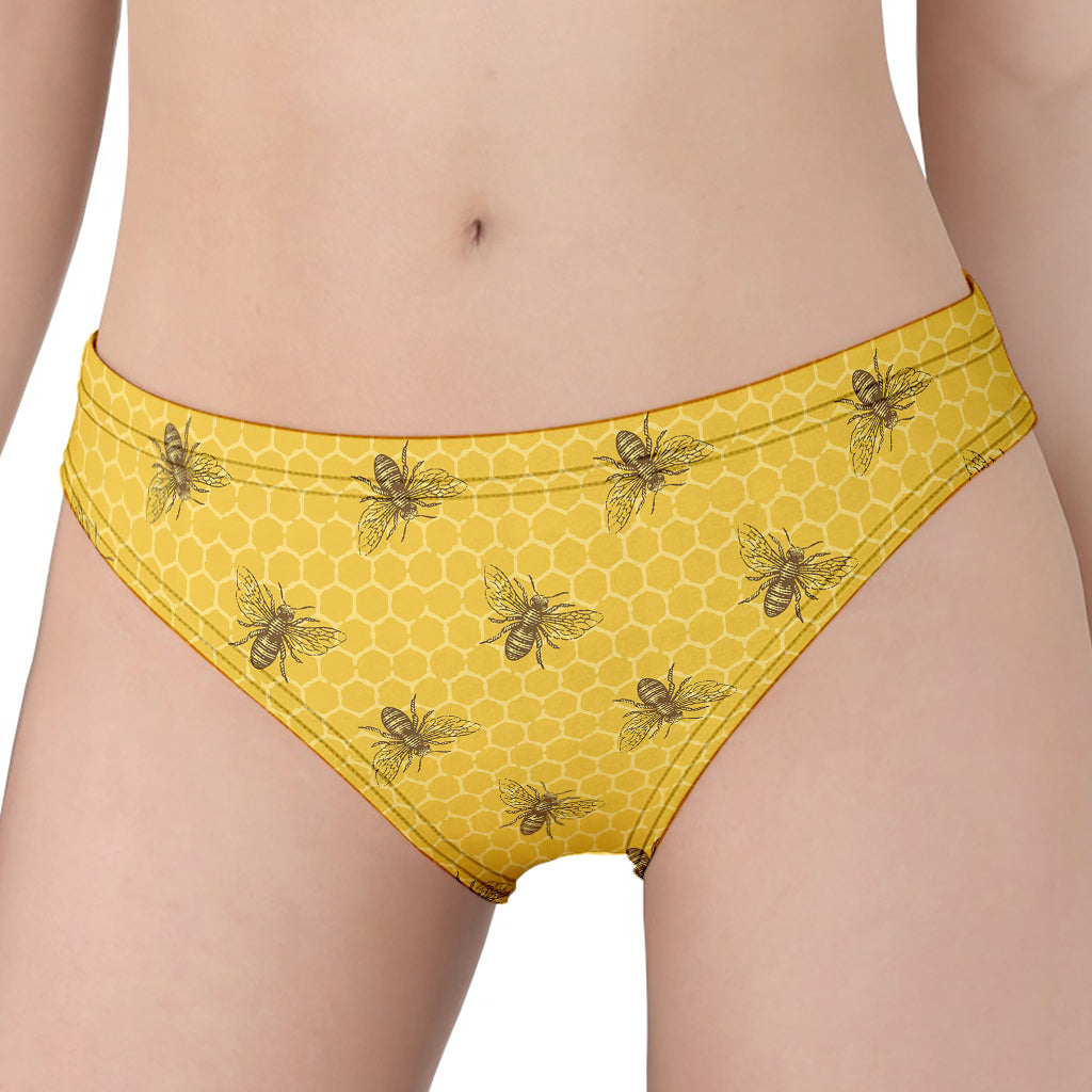 Bee Honeycomb Pattern Print Women's Panties