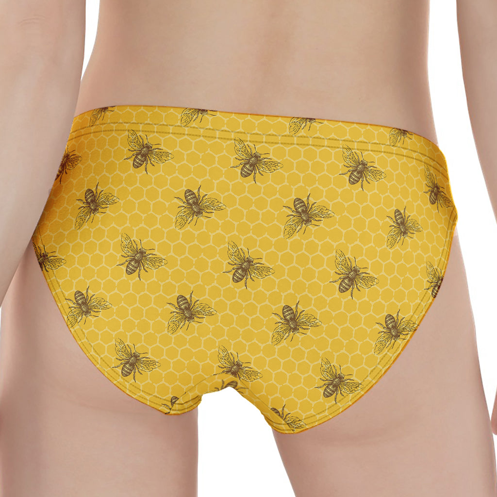 Bee Honeycomb Pattern Print Women's Panties