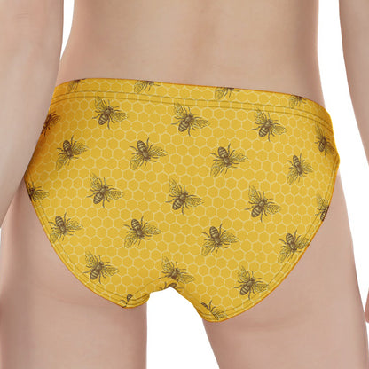 Bee Honeycomb Pattern Print Women's Panties
