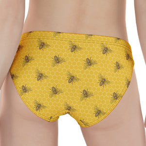 Bee Honeycomb Pattern Print Women's Panties