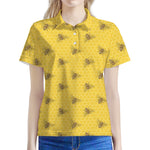 Bee Honeycomb Pattern Print Women's Polo Shirt