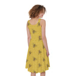 Bee Honeycomb Pattern Print Women's Sleeveless Dress