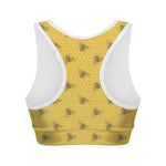 Bee Honeycomb Pattern Print Women's Sports Bra
