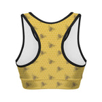 Bee Honeycomb Pattern Print Women's Sports Bra