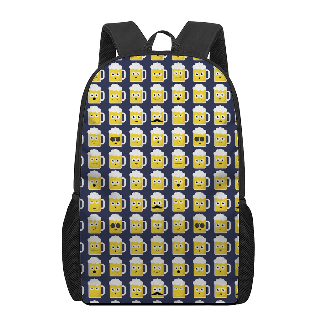 Beer Emoji Pattern Print 17 Inch Backpack