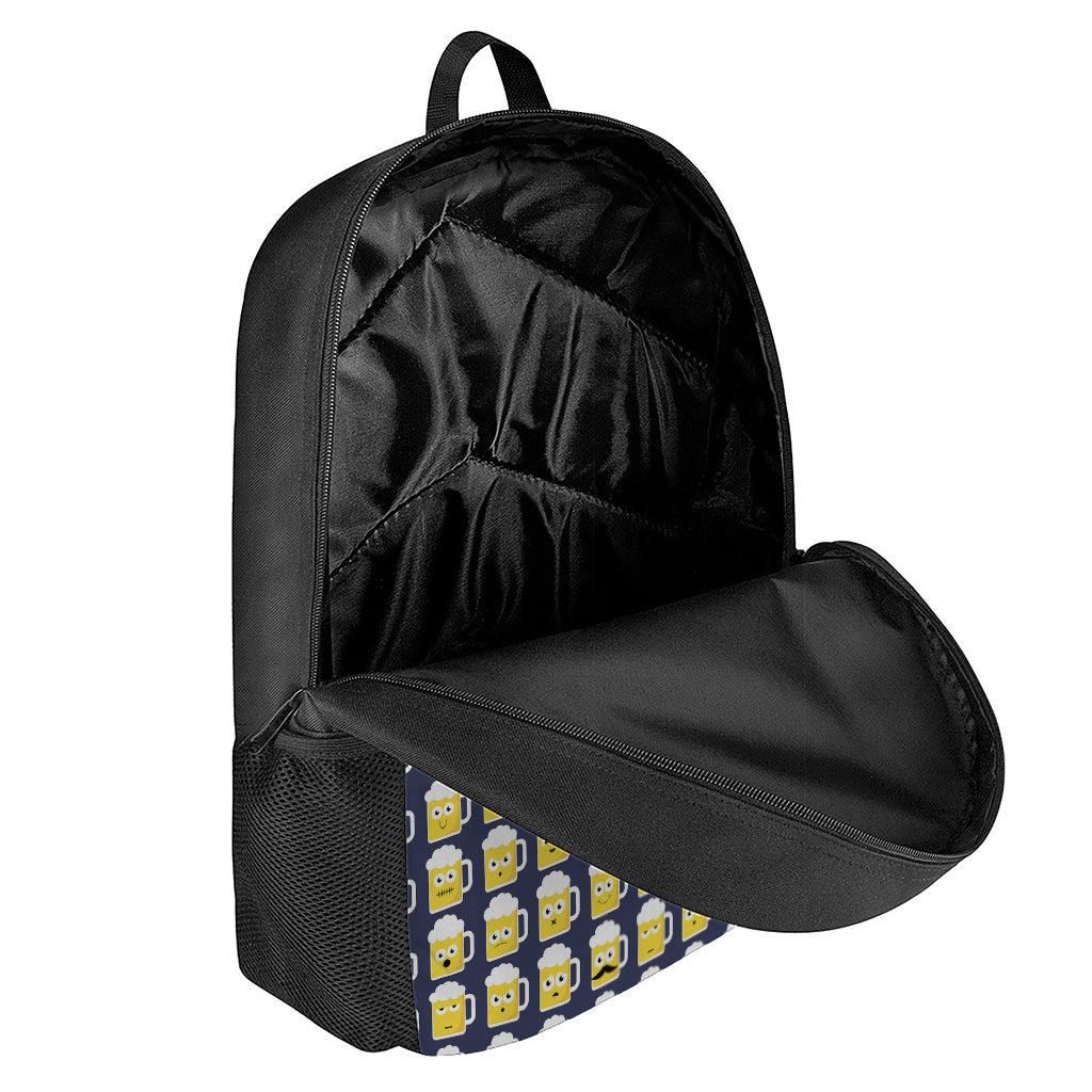 Beer Emoji Pattern Print 17 Inch Backpack