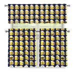 Beer Emoji Pattern Print 3 Piece Kitchen Curtains