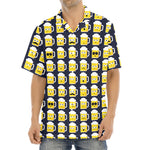 Beer Emoji Pattern Print Aloha Shirt