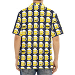 Beer Emoji Pattern Print Aloha Shirt