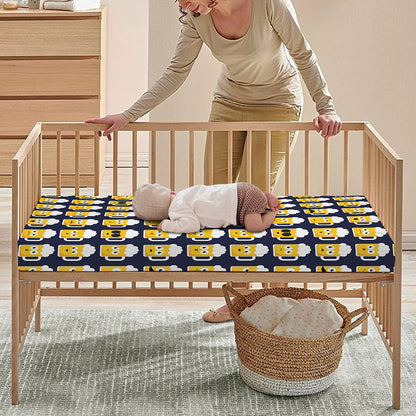 Beer Emoji Pattern Print Baby Crib Sheet