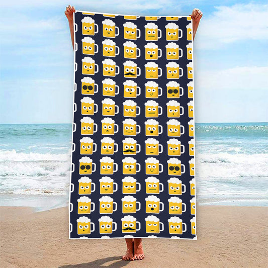 Beer Emoji Pattern Print Beach Towel