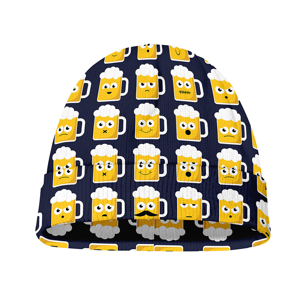 Beer Emoji Pattern Print Beanie