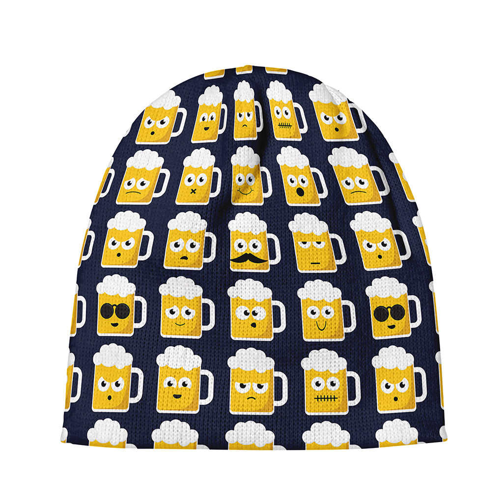 Beer Emoji Pattern Print Beanie