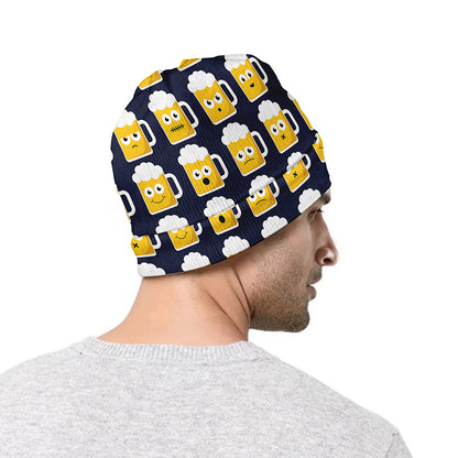 Beer Emoji Pattern Print Beanie