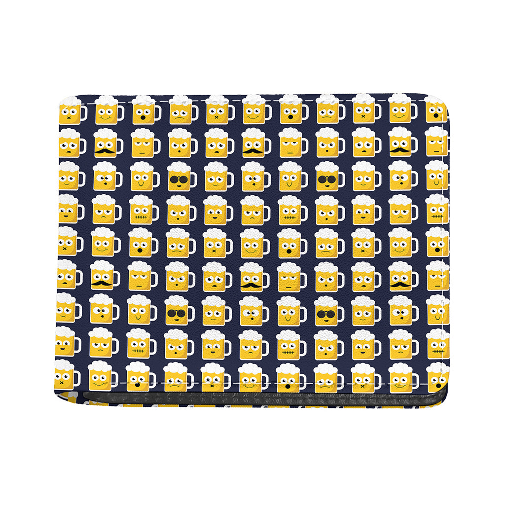 Beer Emoji Pattern Print Bifold Wallet