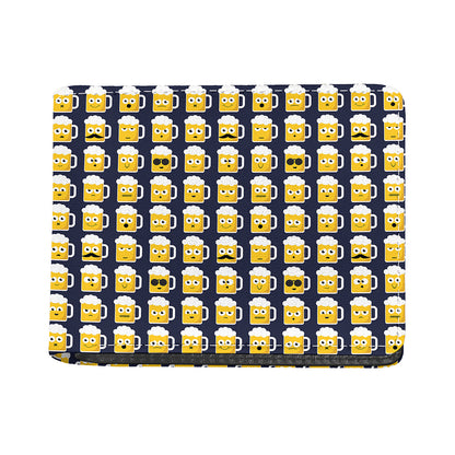 Beer Emoji Pattern Print Bifold Wallet