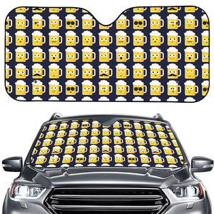 Beer Emoji Pattern Print Car Windshield Sun Shade