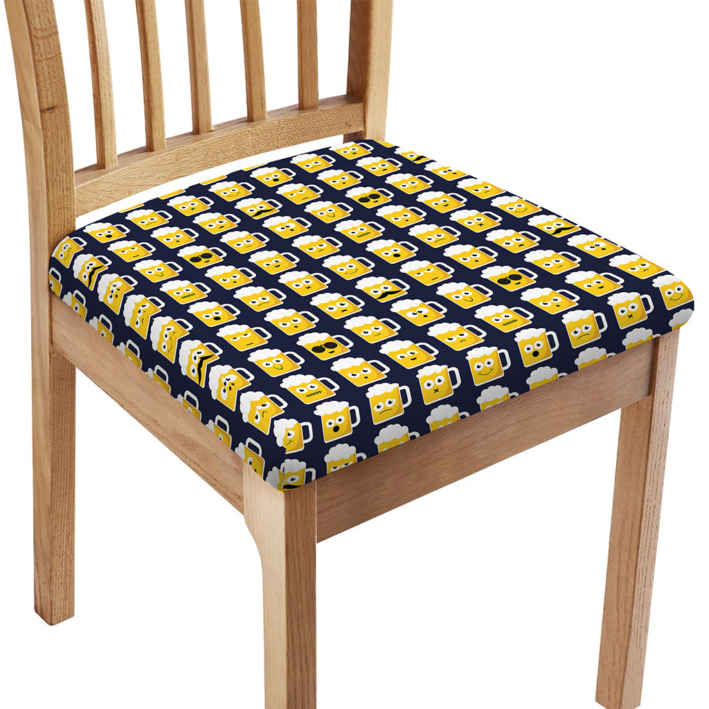 Beer Emoji Pattern Print Chair Cushion Cover